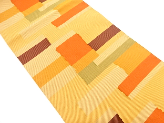 幾何学模様織り出し　名古屋帯